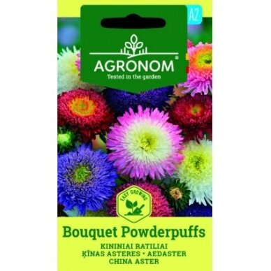 Kininiai ratiliai „BOUQUET POWDERPUFFS", gėlių sėklos, AGRONOM