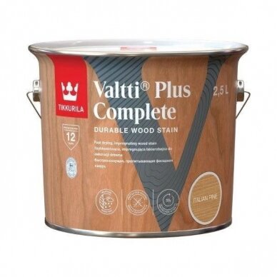 Medienos dažyvė TIKKURILA VALTTI PLUS COMPLETE, šilko matiniai, itališkos pušies sp., 2,5l