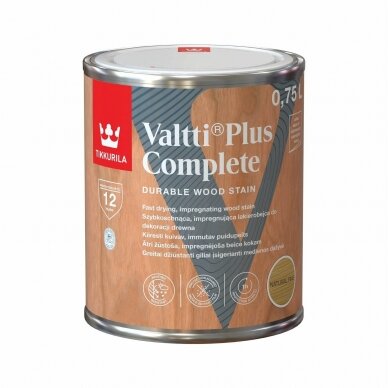 Medienos dažyvė TIKKURILA VALTTI PLUS COMPLETE, šilko matiniai, pušies sp., 0,75 l