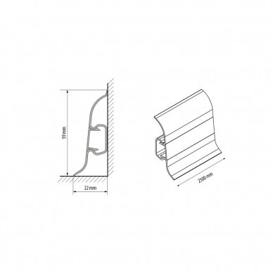 Grindjuostė  PREMIUM PVC CEZAR  2,5m 168 1