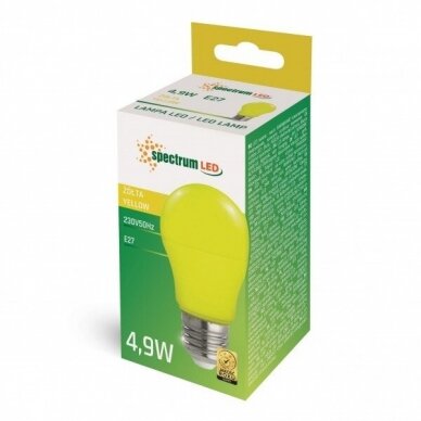 LED lemputė, 4.9W E27 GLS, geltona, SPECTRUM LED 1