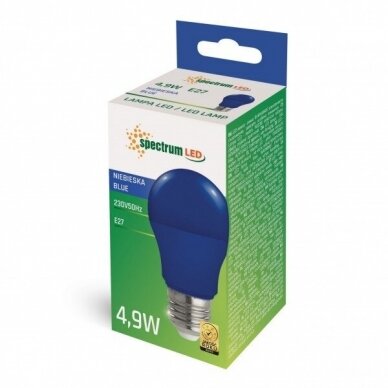 LED lemputė, 4.9W E27 GLS, mėlyna, SPECTRUM LED 1