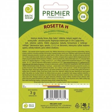 Ridikėliai „ROSETTA H“, daržovių sėklos, BALTIC SEEDS, 3g 1