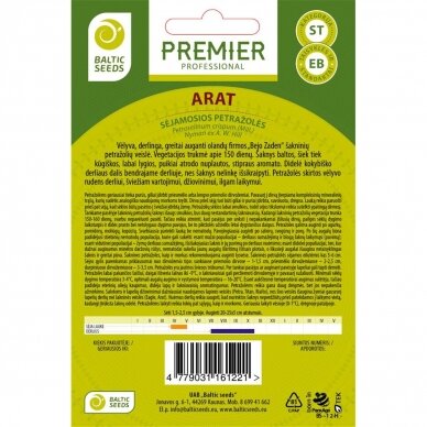 Šakninės petražolės „ARAT“, daržovių sėklos, BALTIC SEEDS, 1g 1